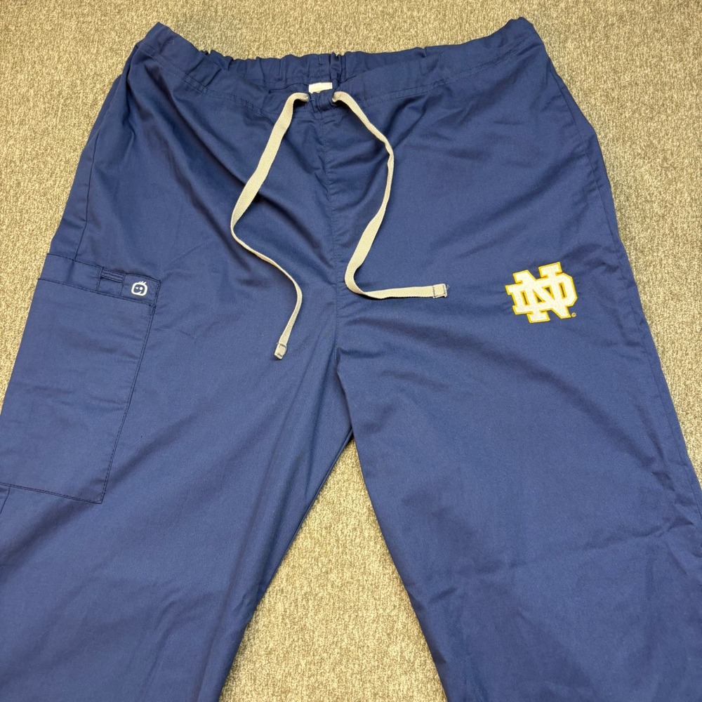 Notre‎ Dame Scrub Pants Womens Large Navy Blue Fighting Irish Cargo WonderWink